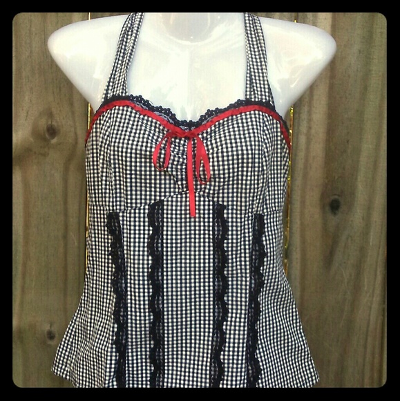 Morbid Threads Tops - ♦SOLD♦MORBID THREADS Gingham Checker Halter Corset